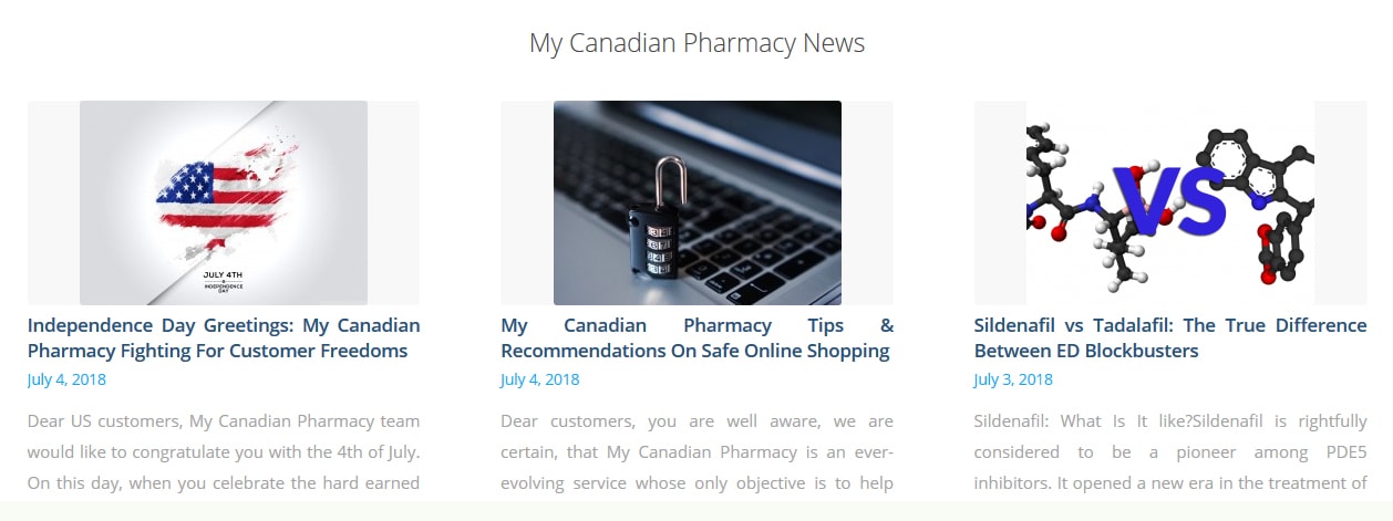 My Canadian Pharmacy Rx website structure